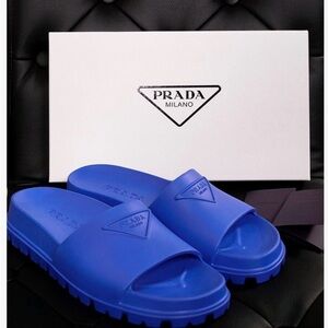 Prada Classic Blue Slide Sandals